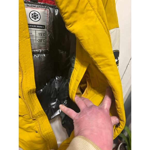 Super Triple Goose jacket snowboard ski winter coat yellow and cream NO HOOD - Picture 12 of 13